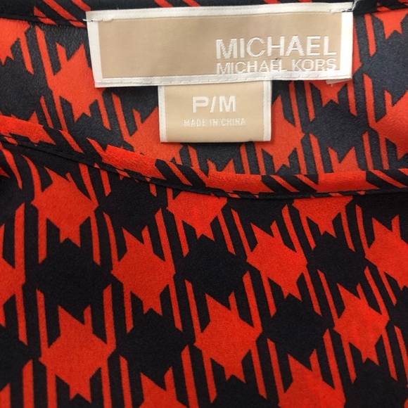 Michael Kors Red and Black Geometric Blouse - Picture 9 of 9